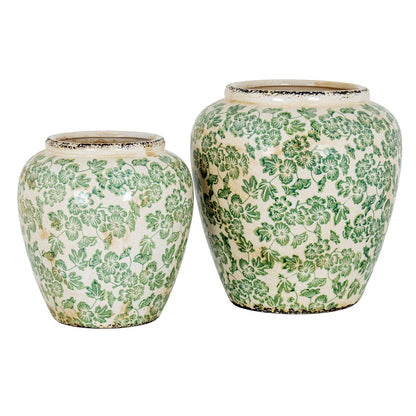 Large Green Clover Olpe Vase - Green Ceramic Decorative Vase