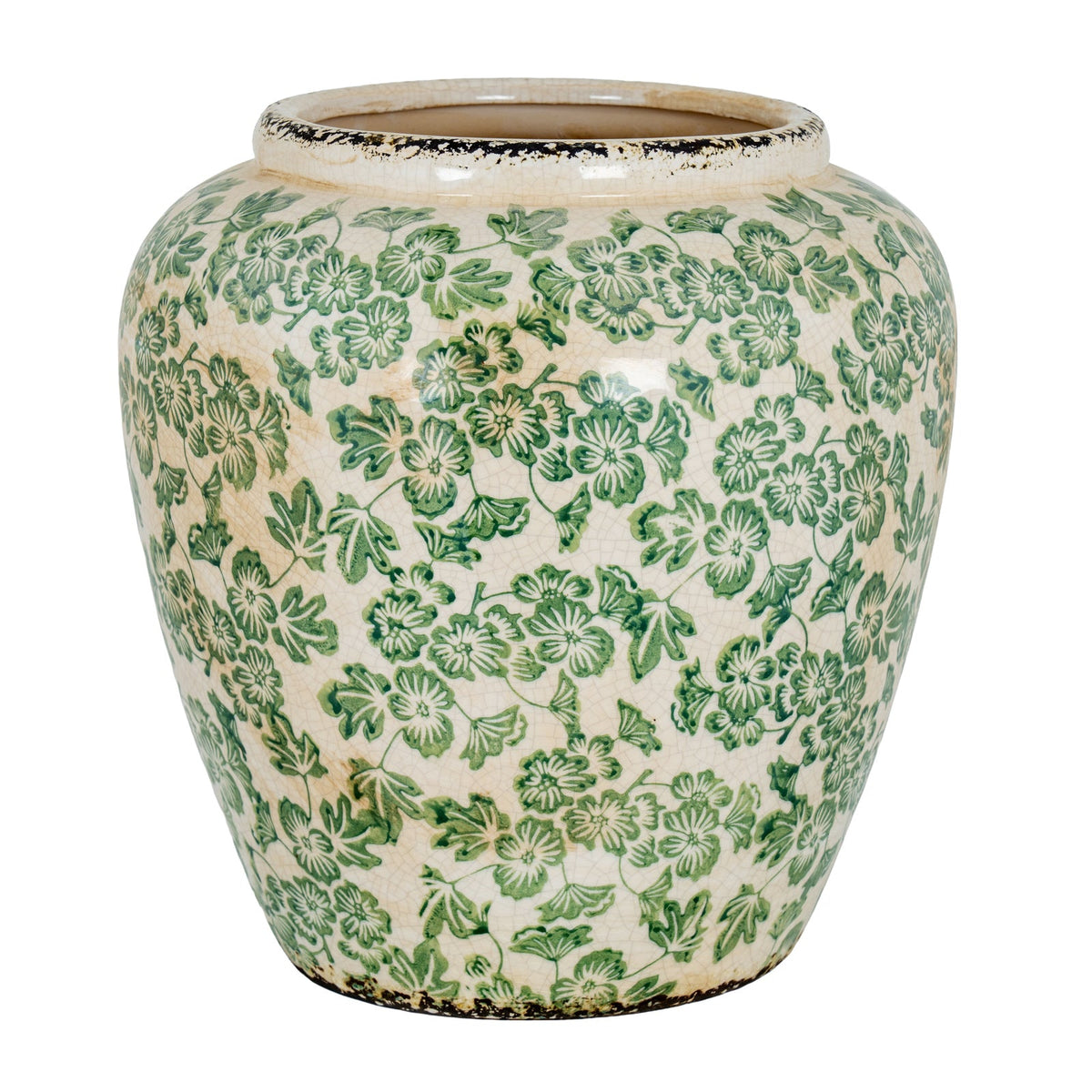 Large Green Clover Olpe Vase - Green Ceramic Decorative Vase