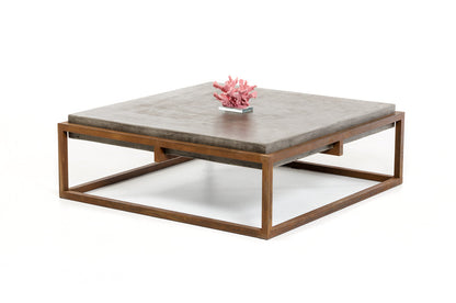 Concrete and Metal Coffee Table, 15 in