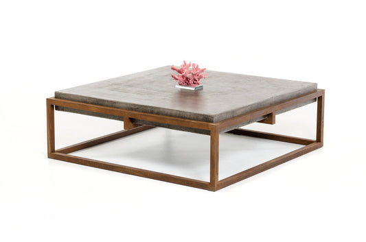 Concrete and Metal Coffee Table, 15 in