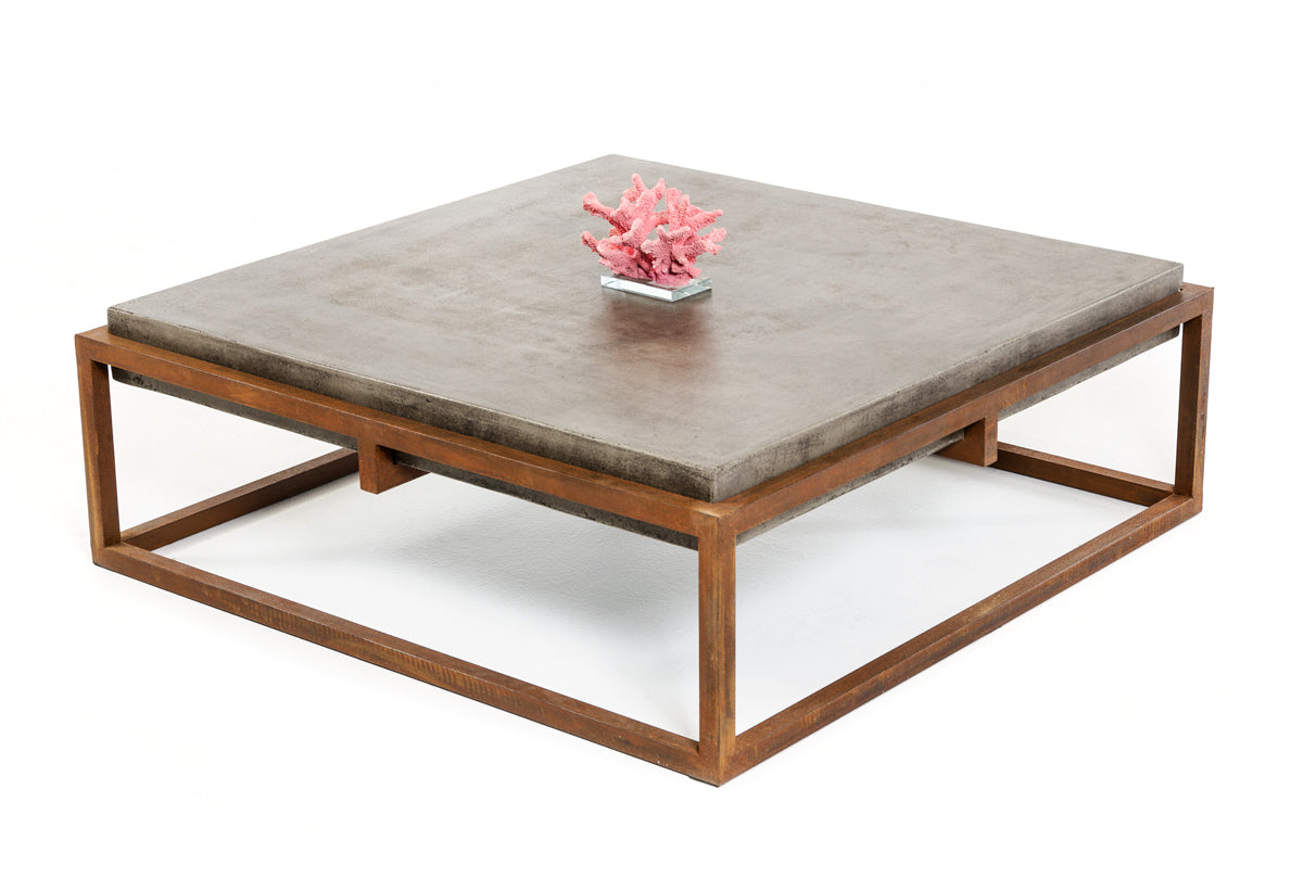 Concrete and Metal Coffee Table, 15 in