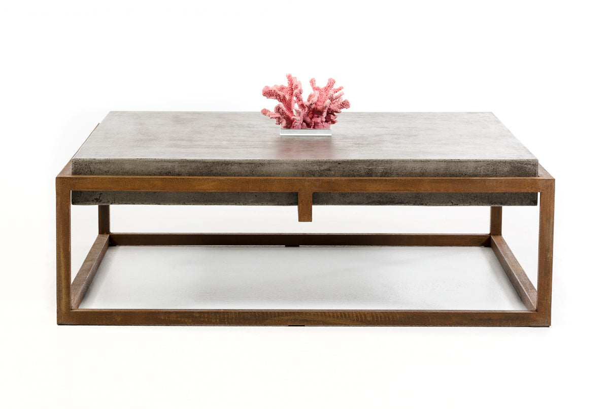 Concrete and Metal Coffee Table, 15 in