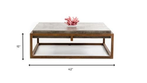 Concrete and Metal Coffee Table, 15 in