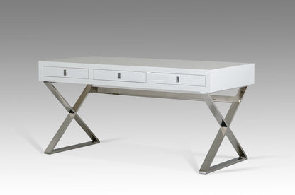 White Crocodile MDF and Steel Desk, 57 in