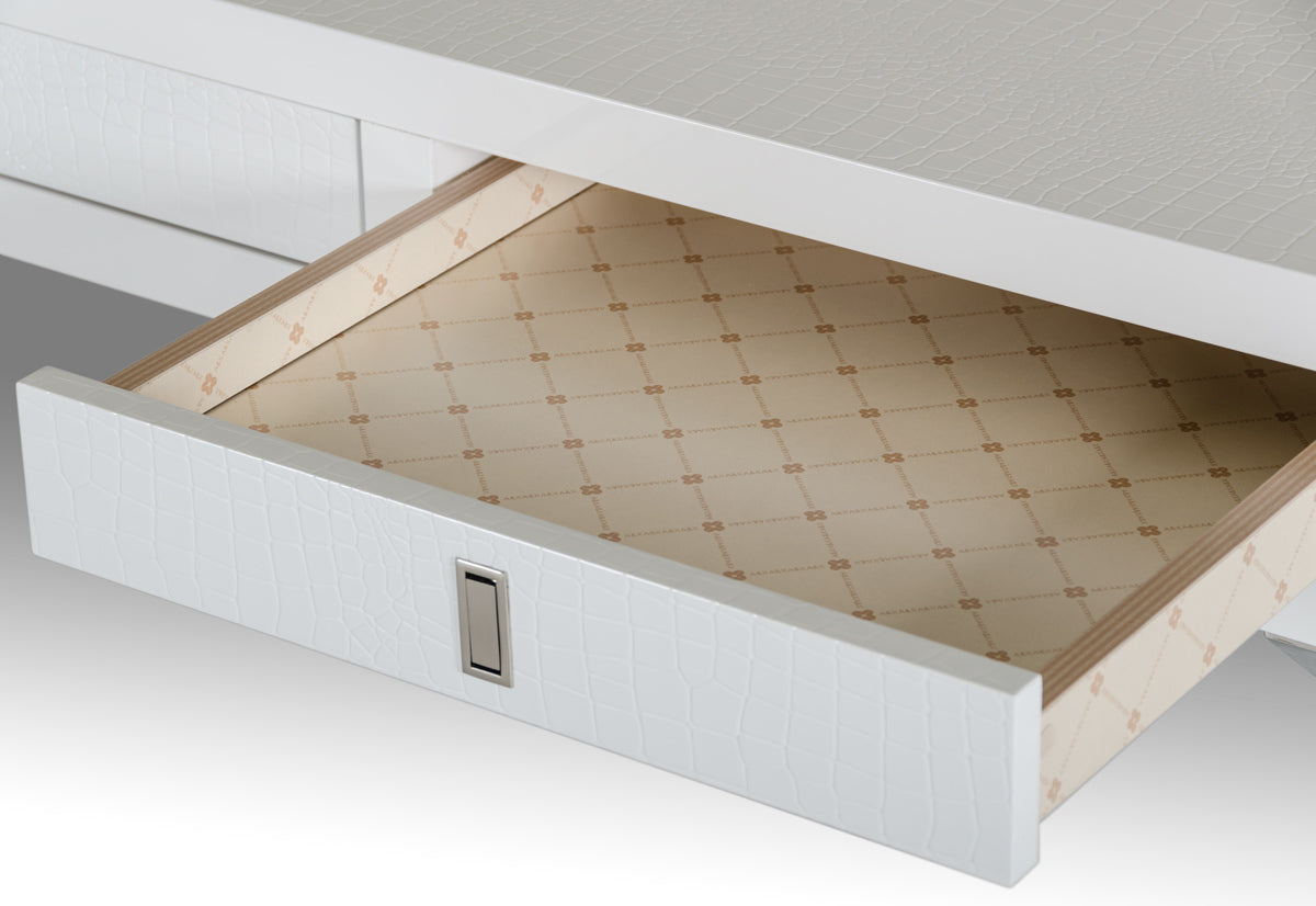 White Crocodile MDF and Steel Desk, 57 in