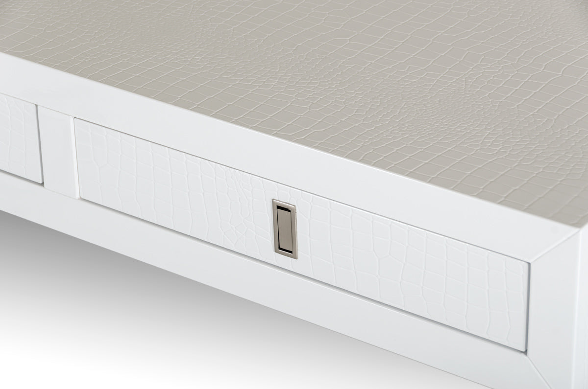 White Crocodile MDF and Steel Desk, 57 in