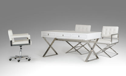 White Crocodile MDF and Steel Desk, 57 in
