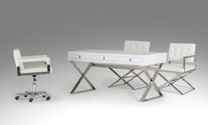 White Crocodile MDF and Steel Desk, 57 in