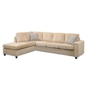 Gray Velvet Reversible Sectional Sofa, 78 in