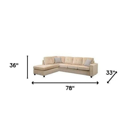 Gray Velvet Reversible Sectional Sofa, 78 in
