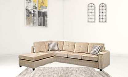 Gray Velvet Reversible Sectional Sofa, 78 in