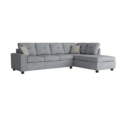 Gray Velvet Reversible Sectional Sofa, 78 in