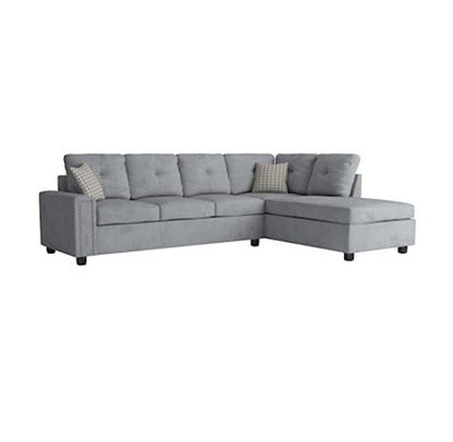 Gray Velvet Reversible Sectional Sofa, 78 in