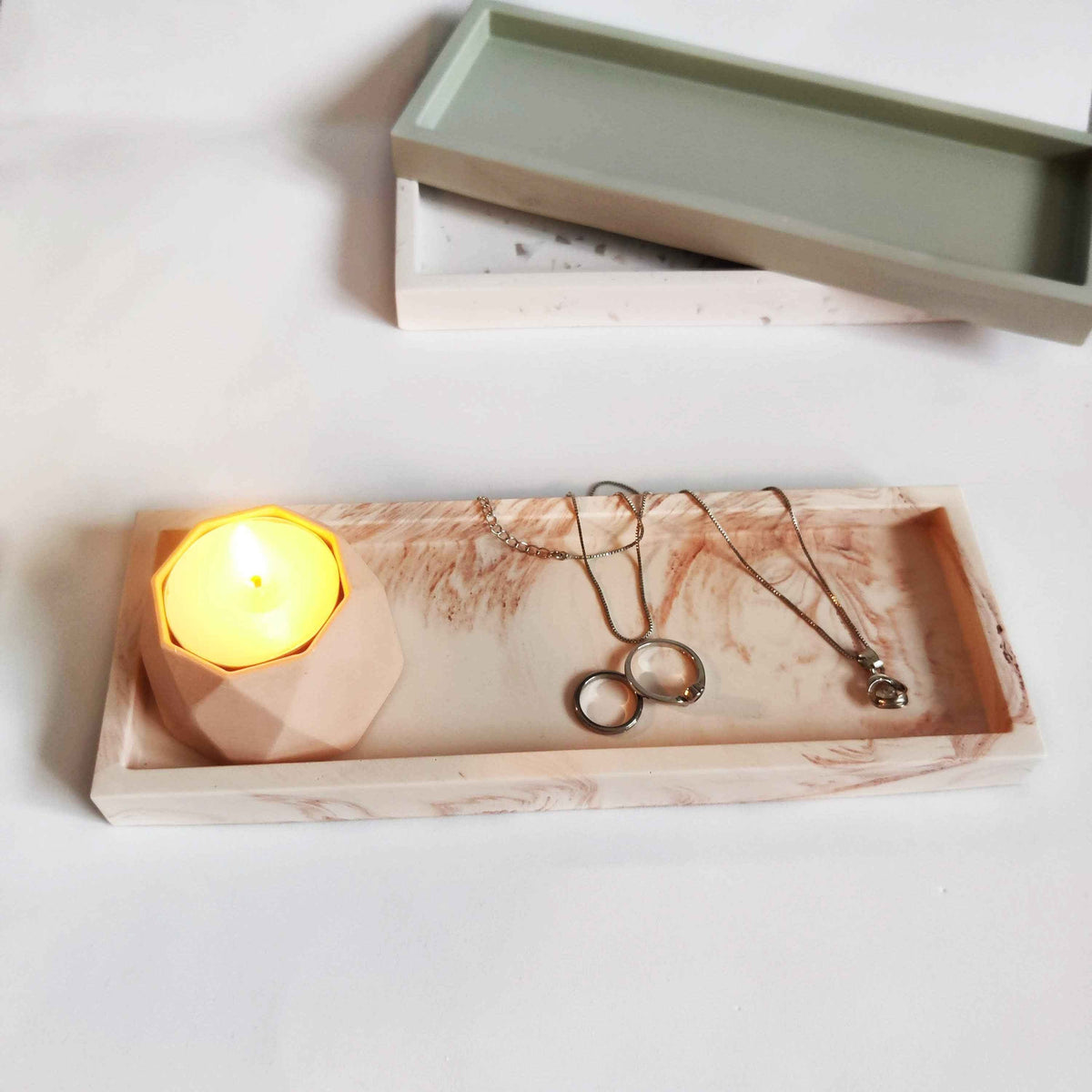 Rectangular trinket tray monochrome or terrazzo-3