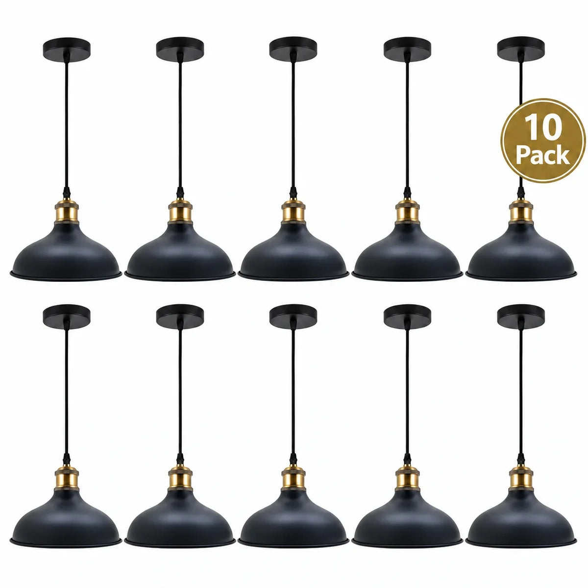 10-Pack bundle Vintage Industrial Black Pendant Lights ~6942