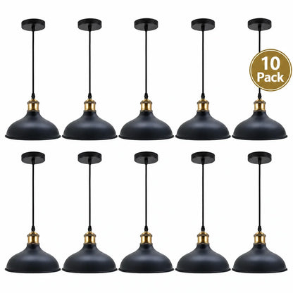 10-Pack bundle Vintage Industrial Black Pendant Lights ~6942