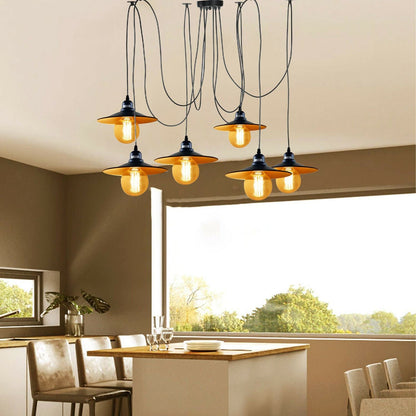 Industrial Spider Pendant Light 6 Way Multi Drop E27 Matte Black~1181