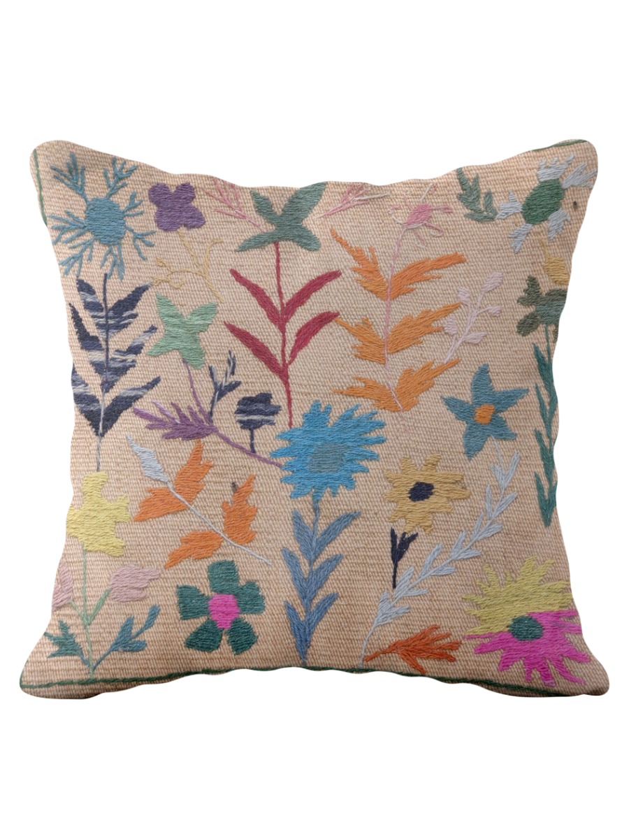 Shodlik, Suzani Hand Embroidered Cushion Cover - 45 × 45 cm (18" x 18")