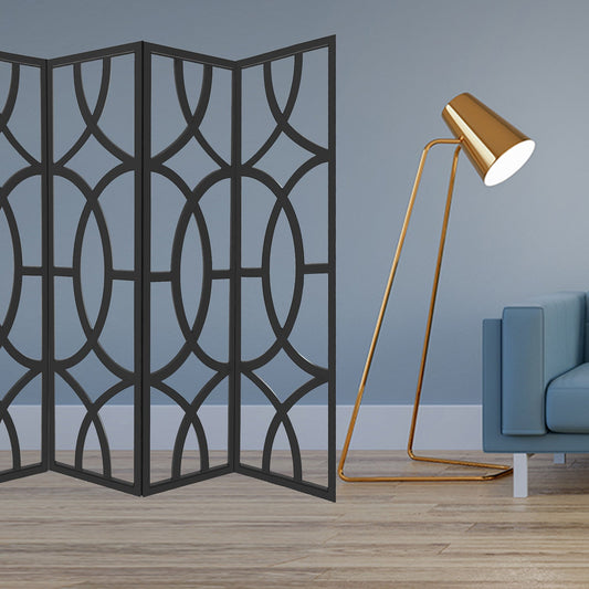 84-Inch Black 4-Panel Wood Screen