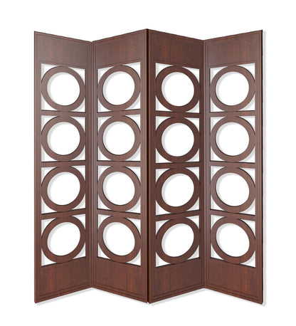 84-Inch Brown 4-Panel Wood Screen