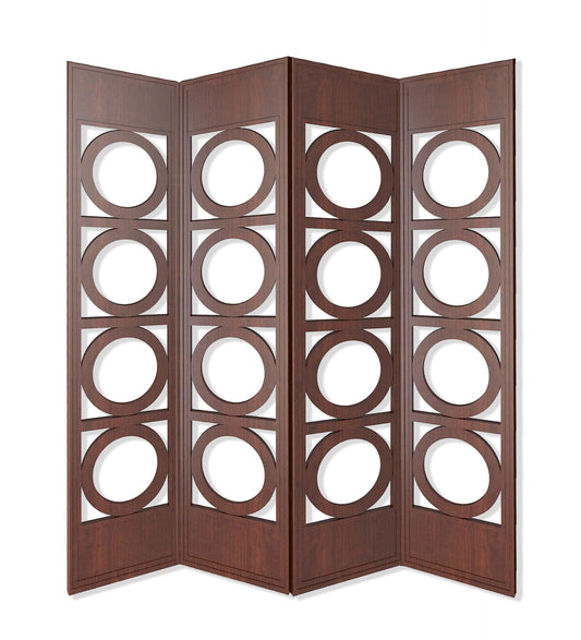 84-Inch Brown 4-Panel Wood Screen