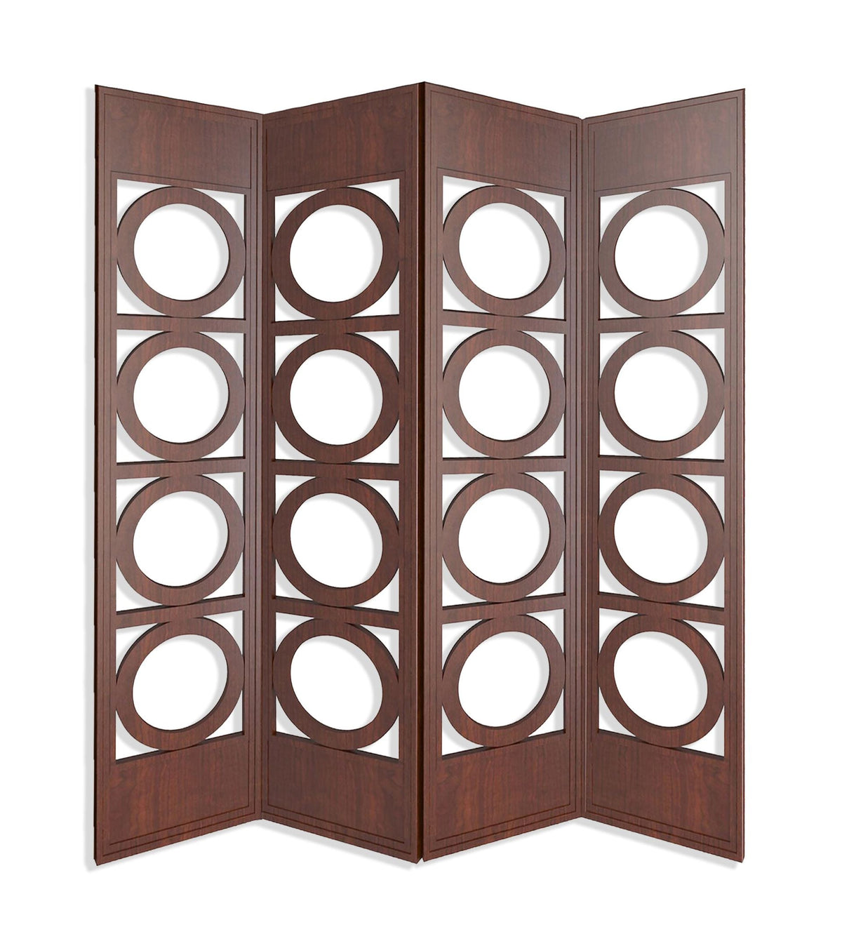 84-Inch Brown 4-Panel Wood Screen