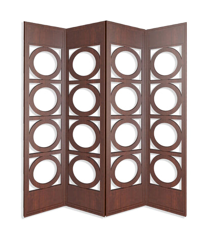 84-Inch Brown 4-Panel Wood Screen