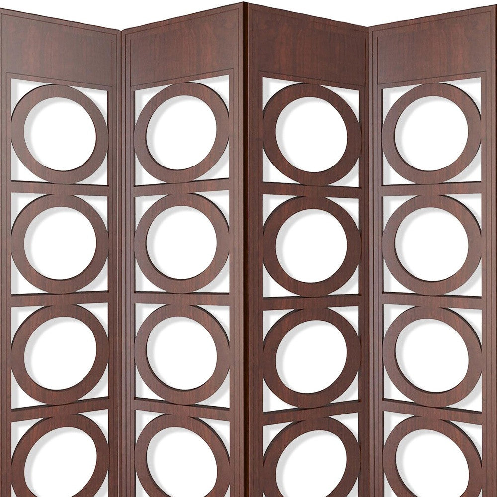 84-Inch Brown 4-Panel Wood Screen