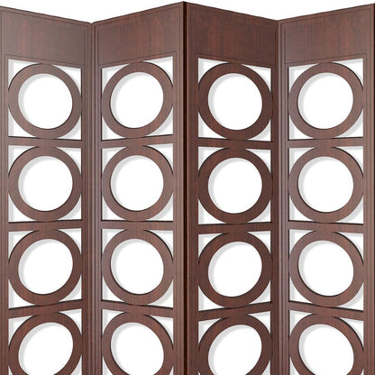 84-Inch Brown 4-Panel Wood Screen