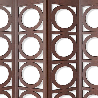 84-Inch Brown 4-Panel Wood Screen