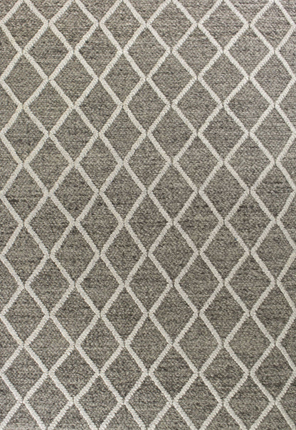 Wool Dark Grey Area Rug, 9x13 ft