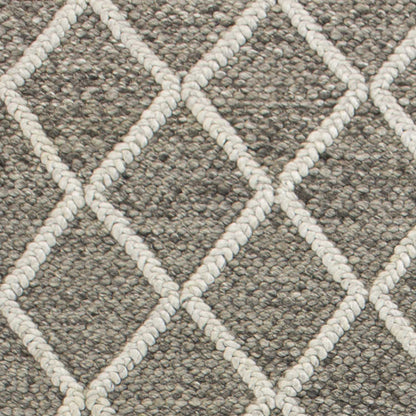 Wool Dark Grey Area Rug, 9x13 ft