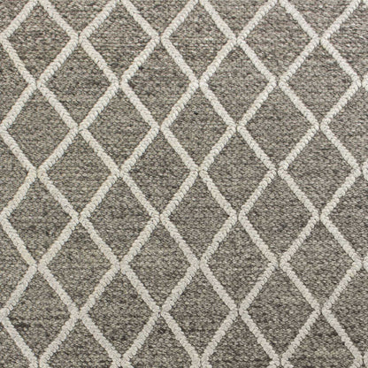 Wool Dark Grey Area Rug, 9x13 ft