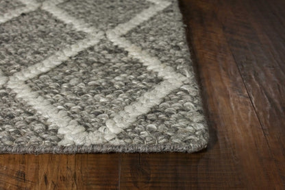 Wool Dark Grey Area Rug, 9x13 ft