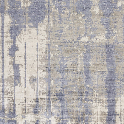 Grey Blue Abstract Brushstroke Indoor Rug, 9x13 ft