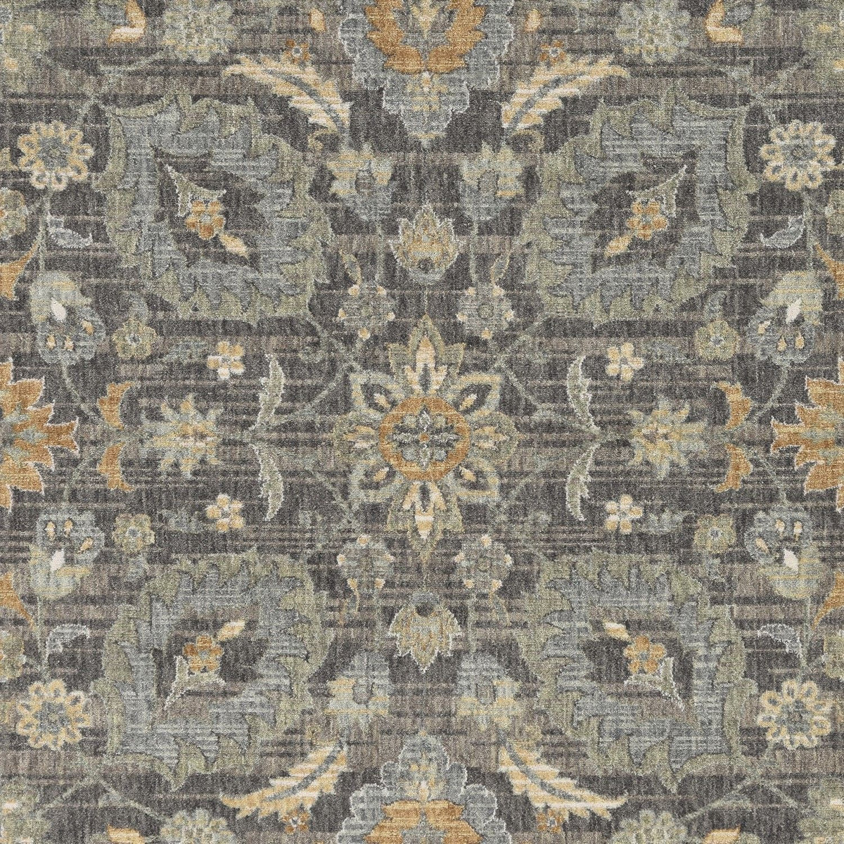 Taupe Vintage Floral Traditional Indoor Rug, 9x13 ft