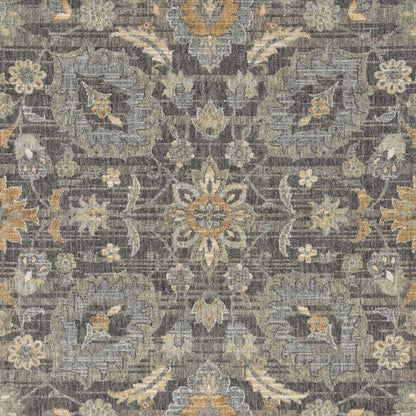 Taupe Vintage Floral Traditional Indoor Rug, 9x13 ft
