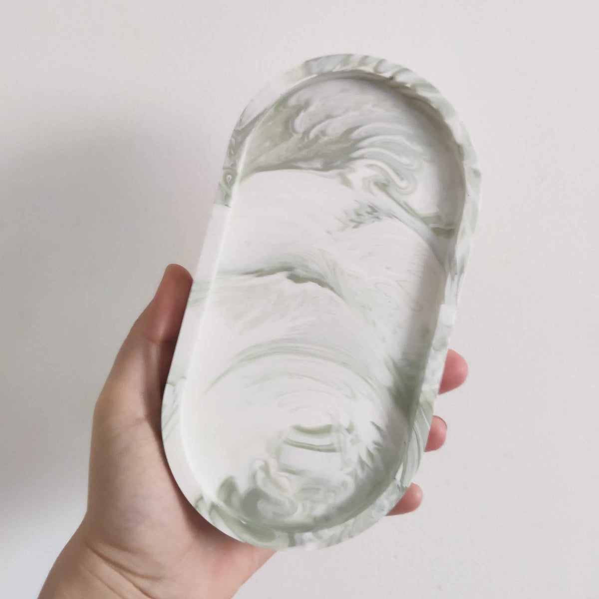 Custom made oval concrete style decorative tray, marble effect trinket dish, modern decor for jewelry, aesthetic room decor,-2