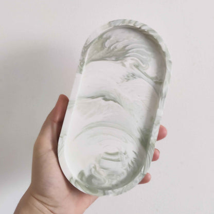 Custom made oval concrete style decorative tray, marble effect trinket dish, modern decor for jewelry, aesthetic room decor,-2