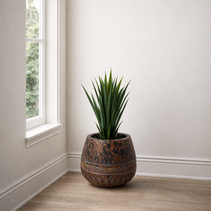 Large Composite Planter Brown / Black