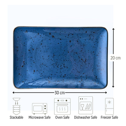 Porcelain Serving Plate – Fairlie, Blue – 30x20cm