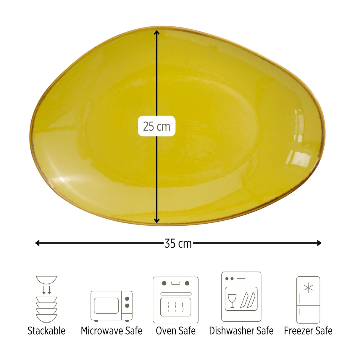 Porcelain Serving Platter - Lindis Series, Saffron Yellow - 35x25cm-3