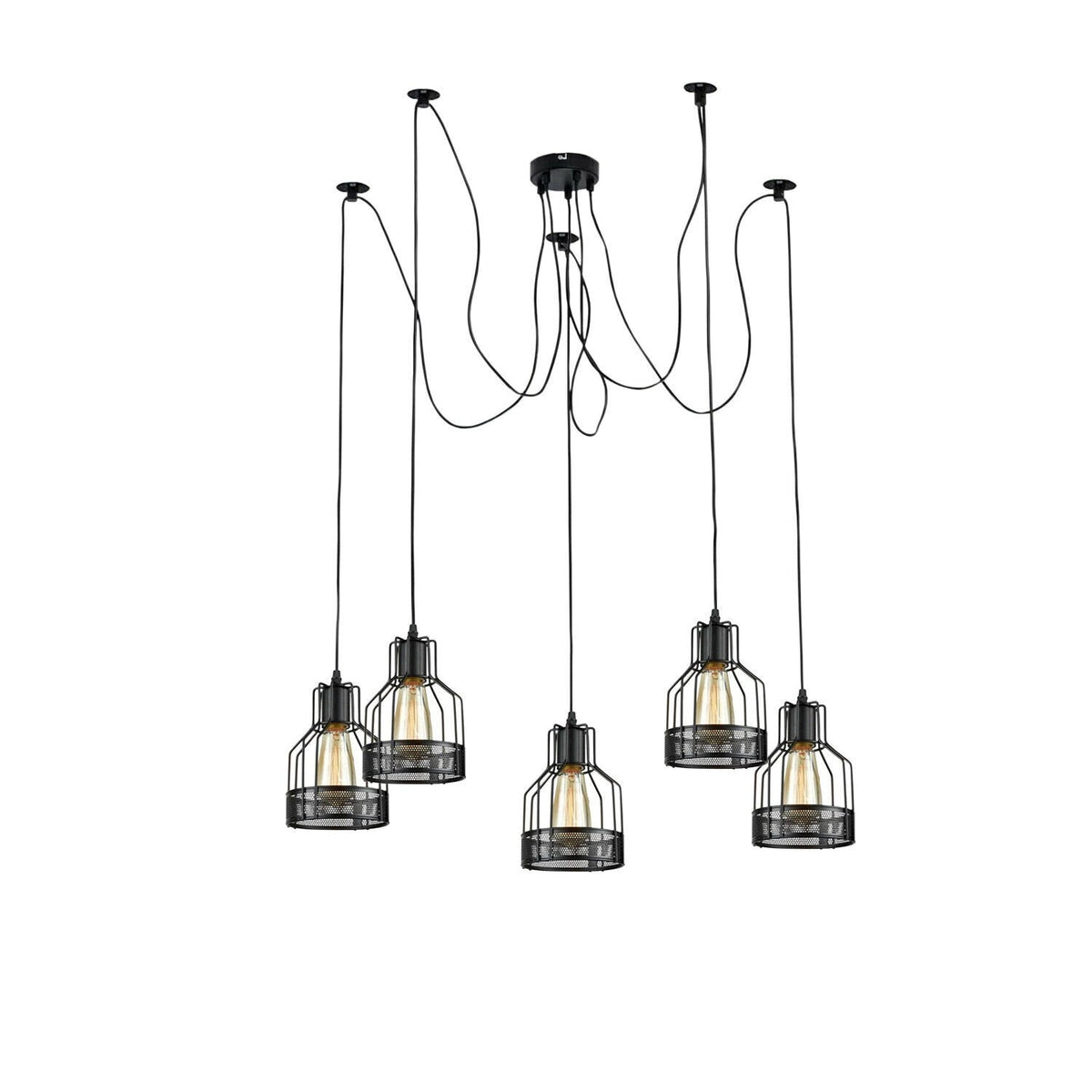 Industrial Spider Pendant Light Adjustable Multi Arm E27 Cage~6139
