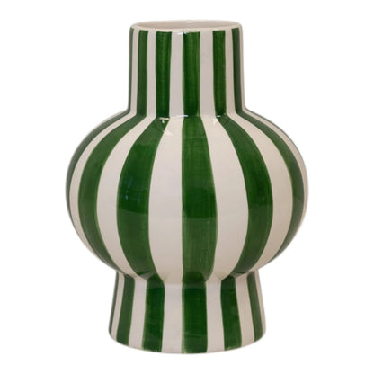 Green And White Ceramic Round Vase