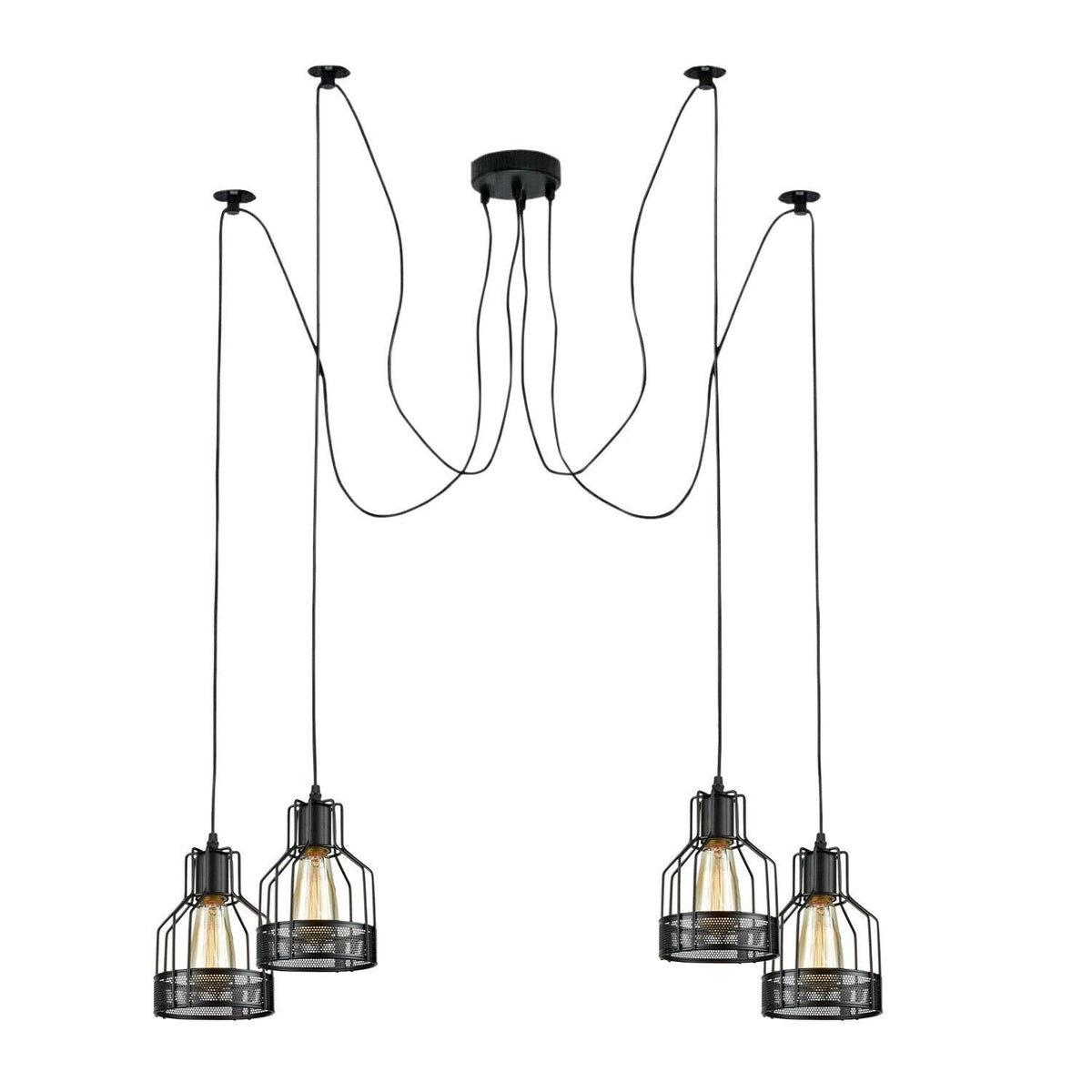 Industrial Spider Pendant Light Adjustable Multi Arm E27 Cage~6139