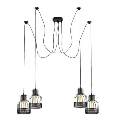 Industrial Spider Pendant Light Adjustable Multi Arm E27 Cage~6139