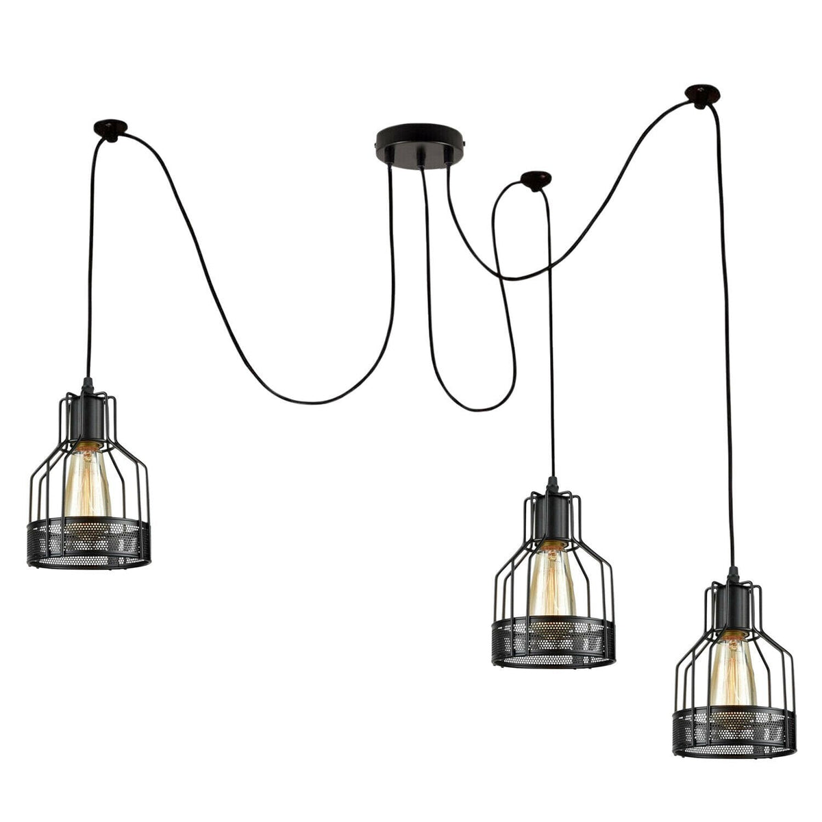 Industrial Spider Pendant Light Adjustable Multi Arm E27 Cage~6139