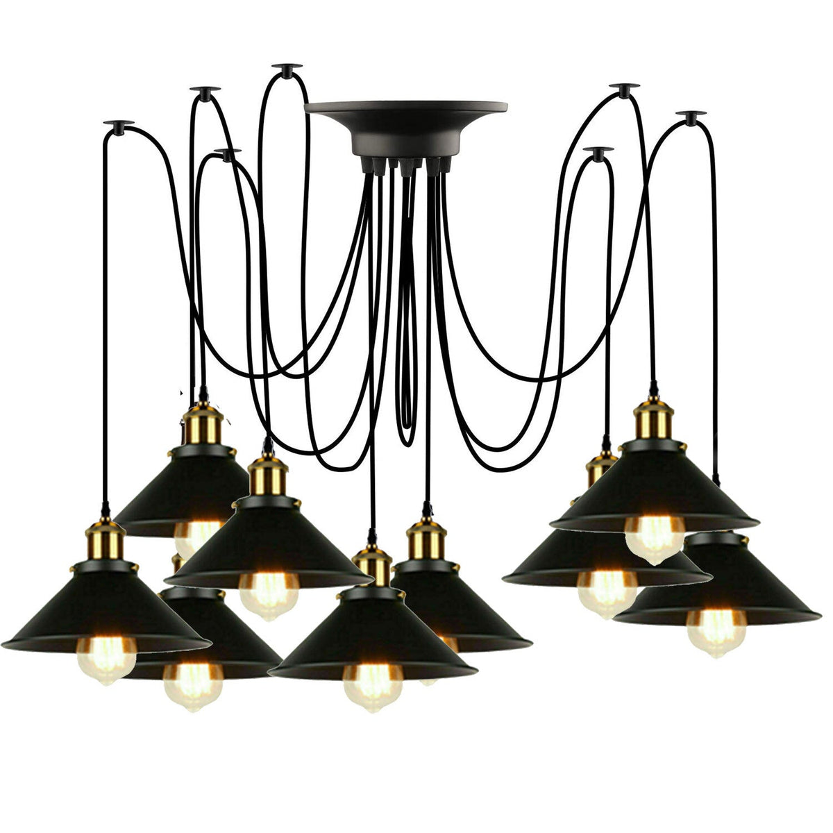 9 Light E27 2m Adjustable Hanging Industrial Ceiling Light ~6668