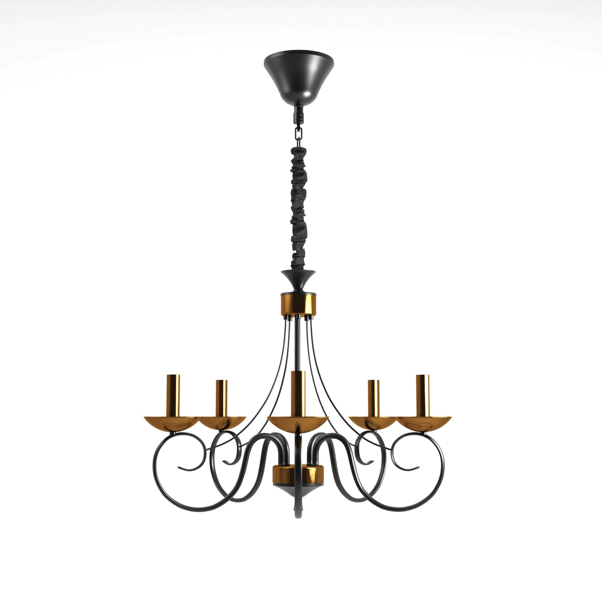Traditional Wrought Iron Chandelier 5 Light Scrollwork E14 Fitting ~4997