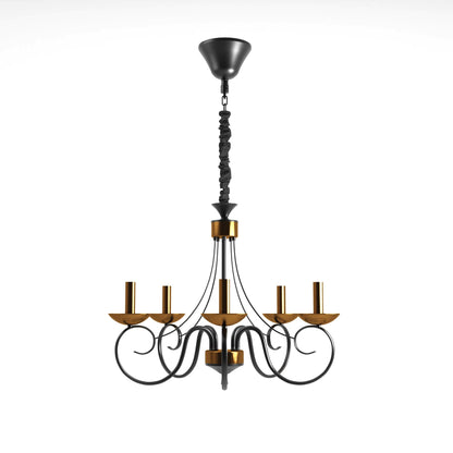 Traditional Wrought Iron Chandelier 5 Light Scrollwork E14 Fitting ~4997